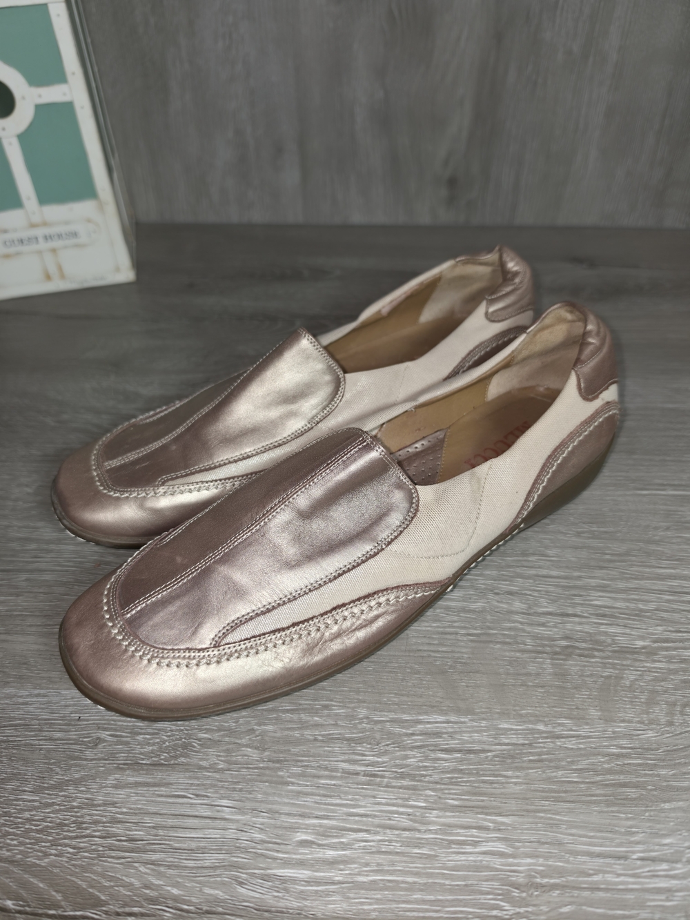 Sesto Meucci Calina Bronze Metallic Kidskin Leather Slip-On Loafers Womens 9N